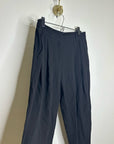 Eileen Fisher 100% Silk Black Straight Leg Pleated Trouser Pant