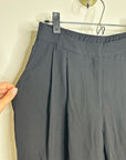 Eileen Fisher 100% Silk Black Straight Leg Pleated Trouser Pant