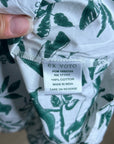 Ex Voto 100% Cotton White Green Bird Block Printed Maxi Dress