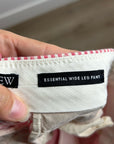 J. Crew 100% Linen Essential Wide Leg Pant in Electric Red Stripe