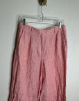 J. Crew 100% Linen Essential Wide Leg Pant in Electric Red Stripe