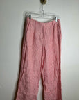 J. Crew 100% Linen Essential Wide Leg Pant in Electric Red Stripe