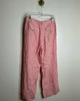 J. Crew 100% Linen Essential Wide Leg Pant in Electric Red Stripe