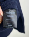 One Grey Day 100% Cashmere Navy Blue Ribbed Lightweight Pullover Sweater