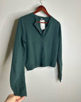 Uniqlo 100% Cashmere Crew Neck Button Down Cardigan Sweater in Olive Green