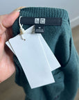 Uniqlo 100% Cashmere Crew Neck Button Down Cardigan Sweater in Olive Green
