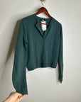 Uniqlo 100% Cashmere Crew Neck Button Down Cardigan Sweater in Olive Green