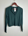 Uniqlo 100% Cashmere Crew Neck Button Down Cardigan Sweater in Olive Green