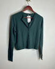 Uniqlo 100% Cashmere Crew Neck Button Down Cardigan Sweater in Olive Green