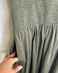 Nation LA 100% Pima Cotton Knit Evonne Drop Waist Ruched Midi Dress in Green