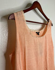 NWT Lafayette 148 100% Linen Salmon Pink Knit Textured Lace Tank Top