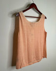 NWT Lafayette 148 100% Linen Salmon Pink Knit Textured Lace Tank Top