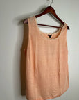 NWT Lafayette 148 100% Linen Salmon Pink Knit Textured Lace Tank Top