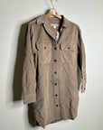 Outerknown 100% Organic Cotton Tan Brown Corduroy Button Down Shirt Dress