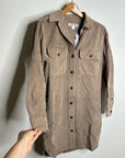 Outerknown 100% Organic Cotton Tan Brown Corduroy Button Down Shirt Dress