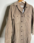 Outerknown 100% Organic Cotton Tan Brown Corduroy Button Down Shirt Dress