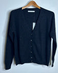 One Grey Day 100% Cashmere Black Speckle Button Down Cardigan Sweater