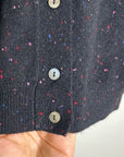 One Grey Day 100% Cashmere Black Speckle Button Down Cardigan Sweater