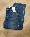 Madewell 100% Cotton Denim The Curvy Darted Barrel Jean Silver Studded Detail