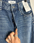 Madewell 100% Cotton Denim The Curvy Darted Barrel Jean Silver Studded Detail