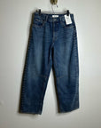 Madewell 100% Cotton Denim The Curvy Darted Barrel Jean Silver Studded Detail