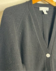 Revive Cashmere Merino Wool Cashmere Black Boxy Cropped Knit Button Cardigan