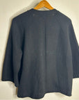 Revive Cashmere Merino Wool Cashmere Black Boxy Cropped Knit Button Cardigan