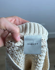 Varley 100% Cotton Textured Open Knit Julianna Short Sleeve Sweater Cream