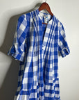 Anthropologie Whit Two 100% Cotton Tiered Blue Gingham Short Sleeve Midi Dress