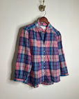 Trovata 100% Cotton Blue Pink Checkered Button Down Quincy Blouse