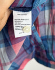 Trovata 100% Cotton Blue Pink Checkered Button Down Quincy Blouse