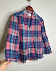 Trovata 100% Cotton Blue Pink Checkered Button Down Quincy Blouse