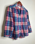 Trovata 100% Cotton Blue Pink Checkered Button Down Quincy Blouse