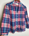Trovata 100% Cotton Blue Pink Checkered Button Down Quincy Blouse