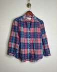 Trovata 100% Cotton Blue Pink Checkered Button Down Quincy Blouse