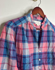 Trovata 100% Cotton Blue Pink Checkered Button Down Quincy Blouse