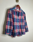 Trovata 100% Cotton Blue Pink Checkered Button Down Quincy Blouse