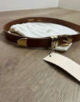 Nation LA Genuine Leather Joss Belt in Cognac Brown Gold Hardware