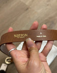 Nation LA Genuine Leather Joss Belt in Cognac Brown Gold Hardware