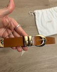 Nation LA Genuine Leather Joss Belt in Cognac Brown Gold Hardware