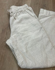 L.L. Bean 100% Linen Neutral Striped Pull on Straight Leg Drawstring Pant