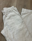 L.L. Bean 100% Linen Neutral Striped Pull on Straight Leg Drawstring Pant