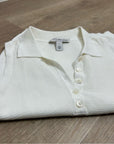 Cotton by Autumn Cashmere 100% Cotton Knit White Sleeveless Polo Top
