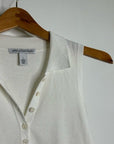 Cotton by Autumn Cashmere 100% Cotton Knit White Sleeveless Polo Top