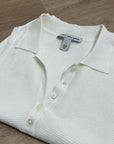 Cotton by Autumn Cashmere 100% Cotton Knit White Sleeveless Polo Top
