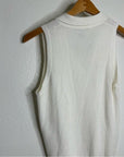 Cotton by Autumn Cashmere 100% Cotton Knit White Sleeveless Polo Top