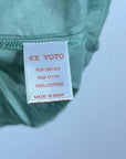 Ex Voto 100% Cotton Chloe Short Sleeve Blouse in Green
