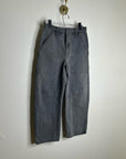 Enza Costa 100% Cotton Rigid Denim Black Barrel Utility Style Cropped Jean