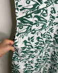 Ex Voto 100% Cotton White Green Bird Block Printed Maxi Dress