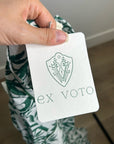 Ex Voto 100% Cotton White Green Bird Block Printed Maxi Dress